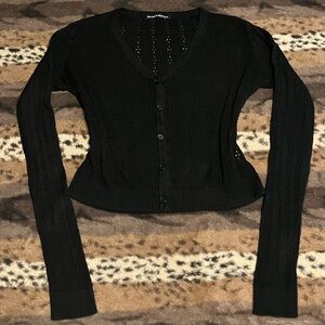 Brandy Melville Black Cropped Cardigan Sweater (Small)